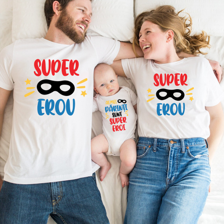 Set familie tricouri cu body ''SUPER EROI''
